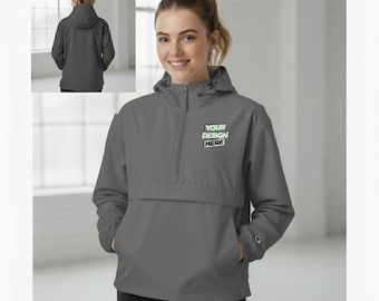 Custom Embroidered Champion Windbreaker Jacket: Packable Water-Resistant Outerwear