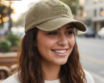 Custom Embroidered Distressed Dad Hat: Vintage Baseball Cap