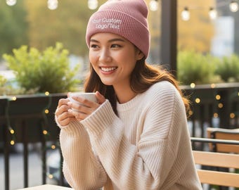 Custom Flat or 3D Puff Embroidered Cuffed Beanie: Personalized Winter Knit Hat
