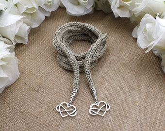 Cordón de seda pura para matrimonio - Nudo de unidad - Nudo infinito - Colgantes personalizados