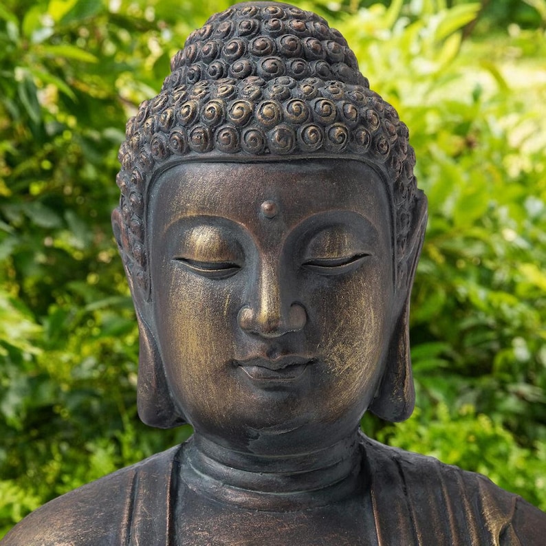 23 Inch Meditating Buddha Statue Bronze Zen Garden Decor Indoor Outdoor ...