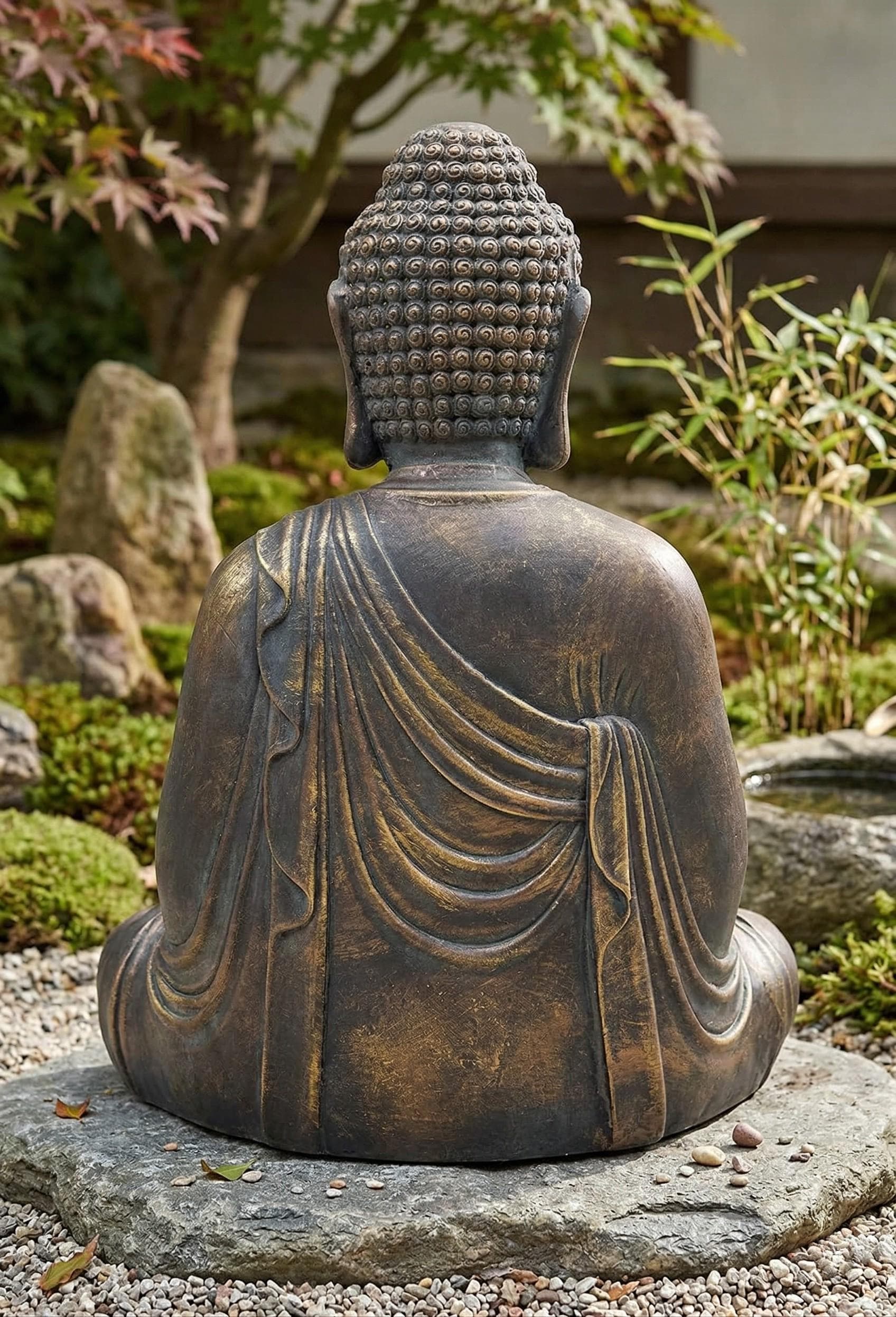 23 Inch Meditating Buddha Statue Bronze Zen Garden Decor Indoor Outdoor ...