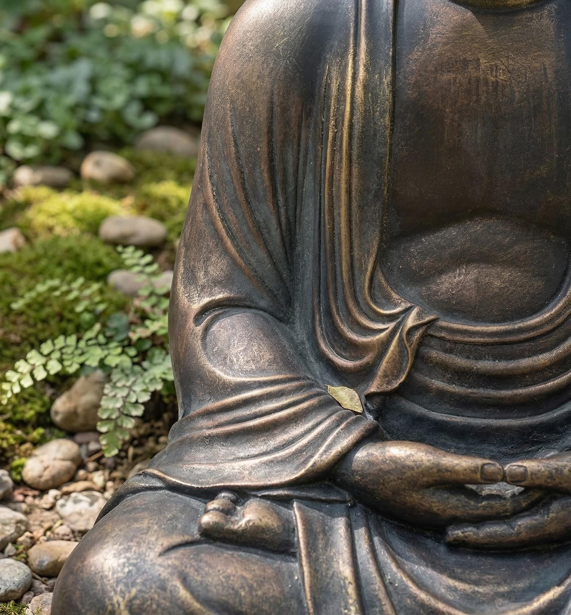 23 Inch Meditating Buddha Statue Bronze Zen Garden Decor Indoor Outdoor ...