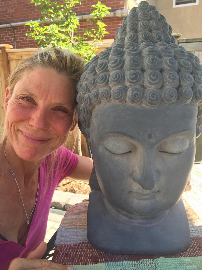 18.5 Inch Meditating Buddha Head Statue Zen Garden Decor Outdoor Patio ...