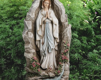 Estatua de Nuestra Señora de Lourdes de 45 cm (18 pulgadas), escultura católica de la Virgen María para jardín / decoración religiosa mariana para patio, jardín o gruta.