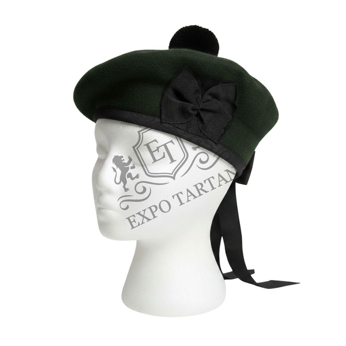 Cappello Scozzese Piper 100% Lana Pura Nero Glengarry Triplo Diced - Foto 7
