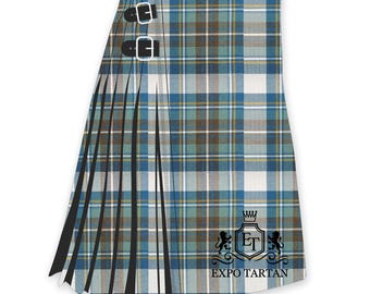 Handmade Blue Dress Stewart Tartan Kilt - Scottish Tartan Kilt - 8 Yard Tartan Kilt - 16 Oz Heavy Weight Tartan Kilt - 100% Acrylic Wool