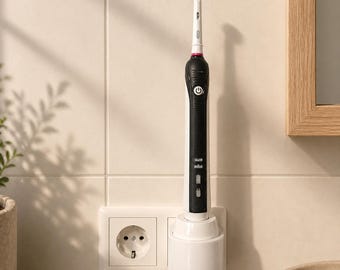 Porta spazzolino minimalista con presa elettrica | Supporto da parete per spazzolino elettrico | Supporto di ricarica salvaspazio per il bagno
