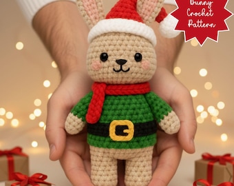 Christmas Amigurumi Bunny Crochet Pattern | Holiday Plush (PDF)