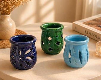 Handmade ceramic oil burner/aromatherapy wax melt burner/decorative home fragrance warmer/minimalist boho decor