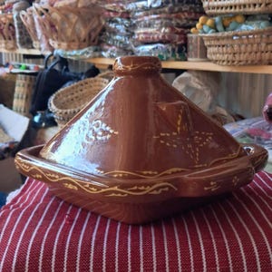 square tagine one person -Handmade Moroccan Clay Tagine- traditional terracota cooking pot with lid- authentic moroccan pottery-