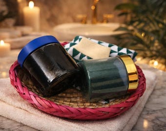 luxury natural spa set/ body scrub and exfoliating glove/self care gift basket/ moroccan hammam kit