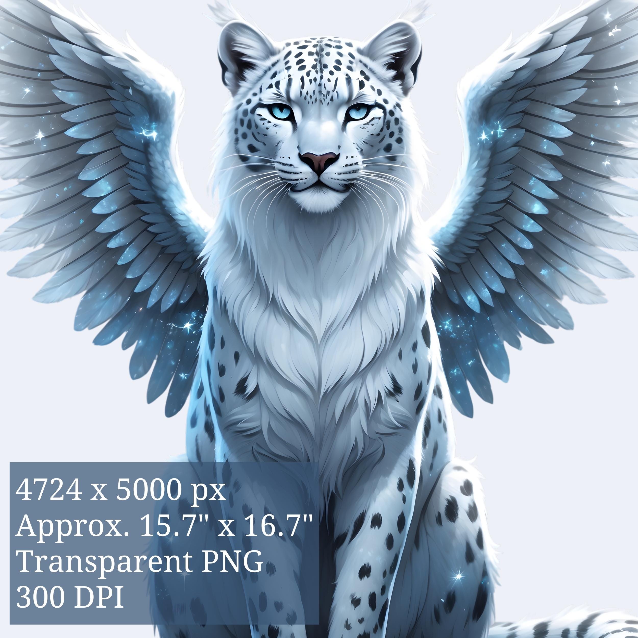 Winged Leopard Vector Winged Snow Leopard Clipart PNG, Celestial Snow Leopard Illustration ...