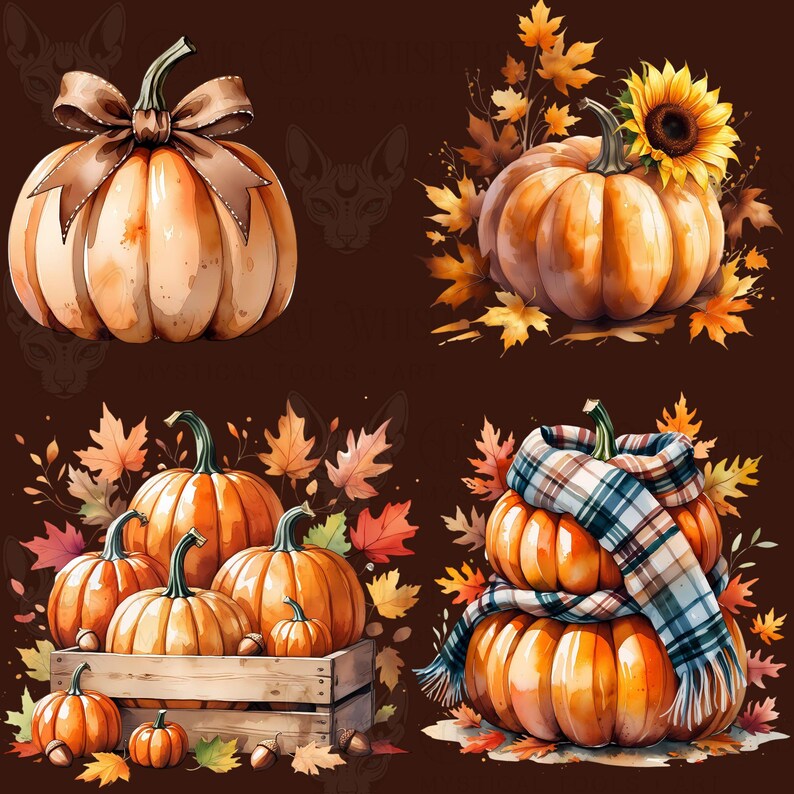 Fall Pumpkin Clipart Set | Cozy Autumn Plaid Pumpkins With Bows ...