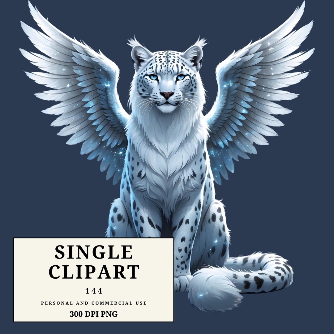 Winged Leopard Vector Winged Snow Leopard Clipart PNG, Celestial Snow Leopard Illustration ...