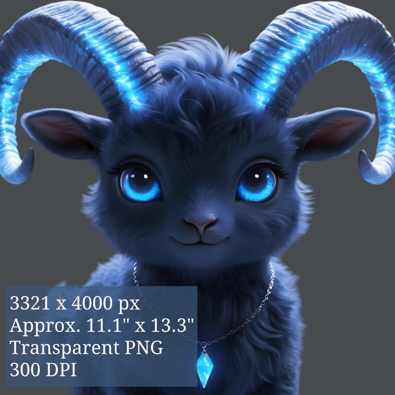 Fantasy Ram Clipart PNG, Cute Dark Blue Magical Goat Clip Art, Glowing ...