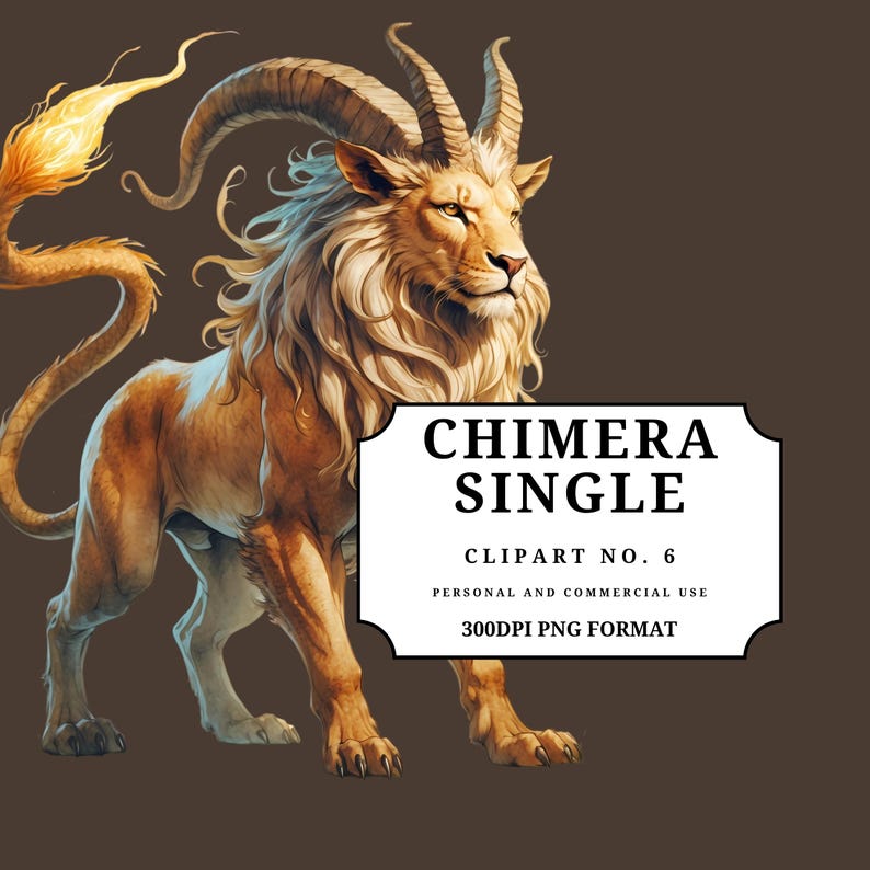 Chimera Clipart PNG, Mythical Beast Digital Download, Fantasy Lion Goat ...