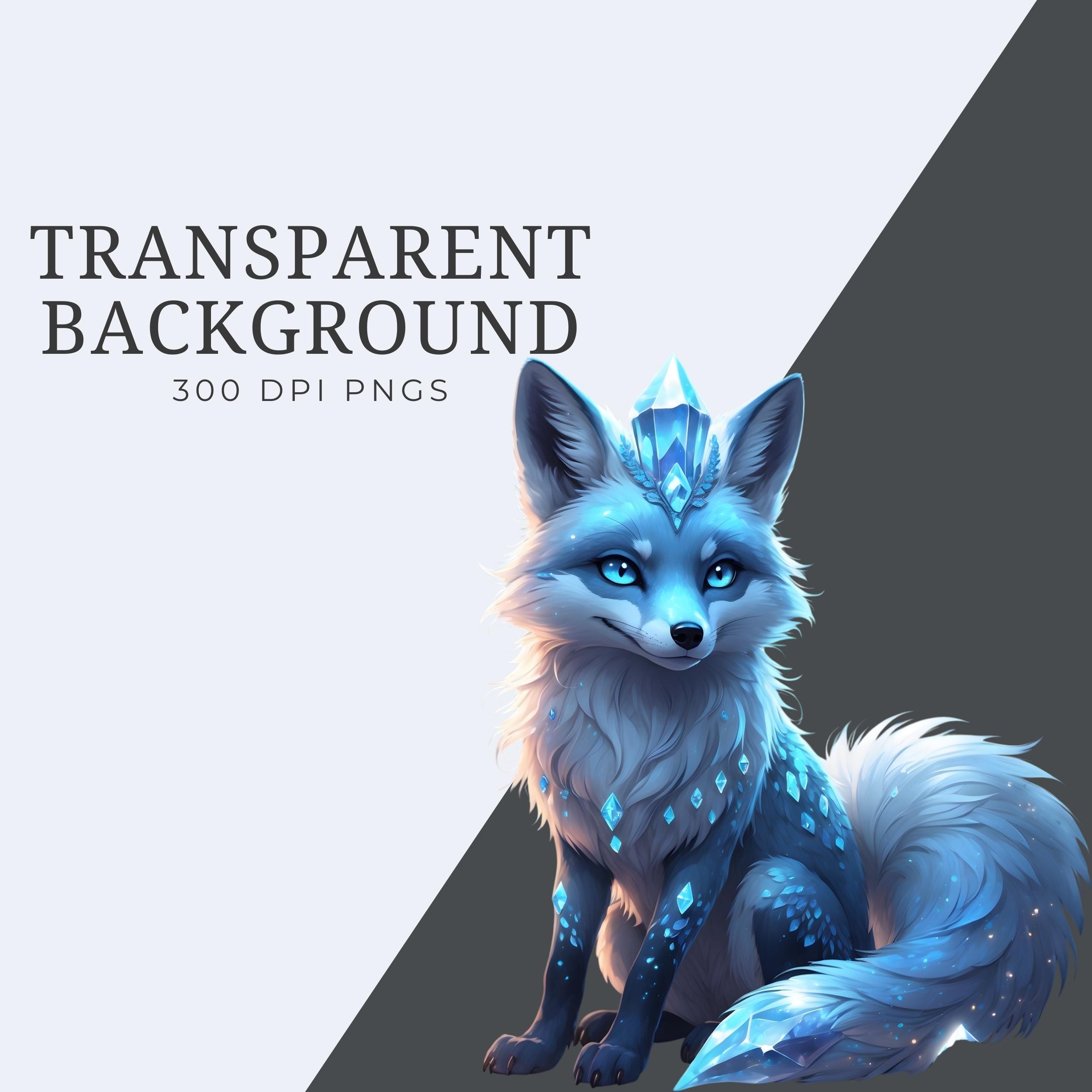 Crystal Fox Clipart | Ice Fox Fantasy PNG | Magical Arctic Fox