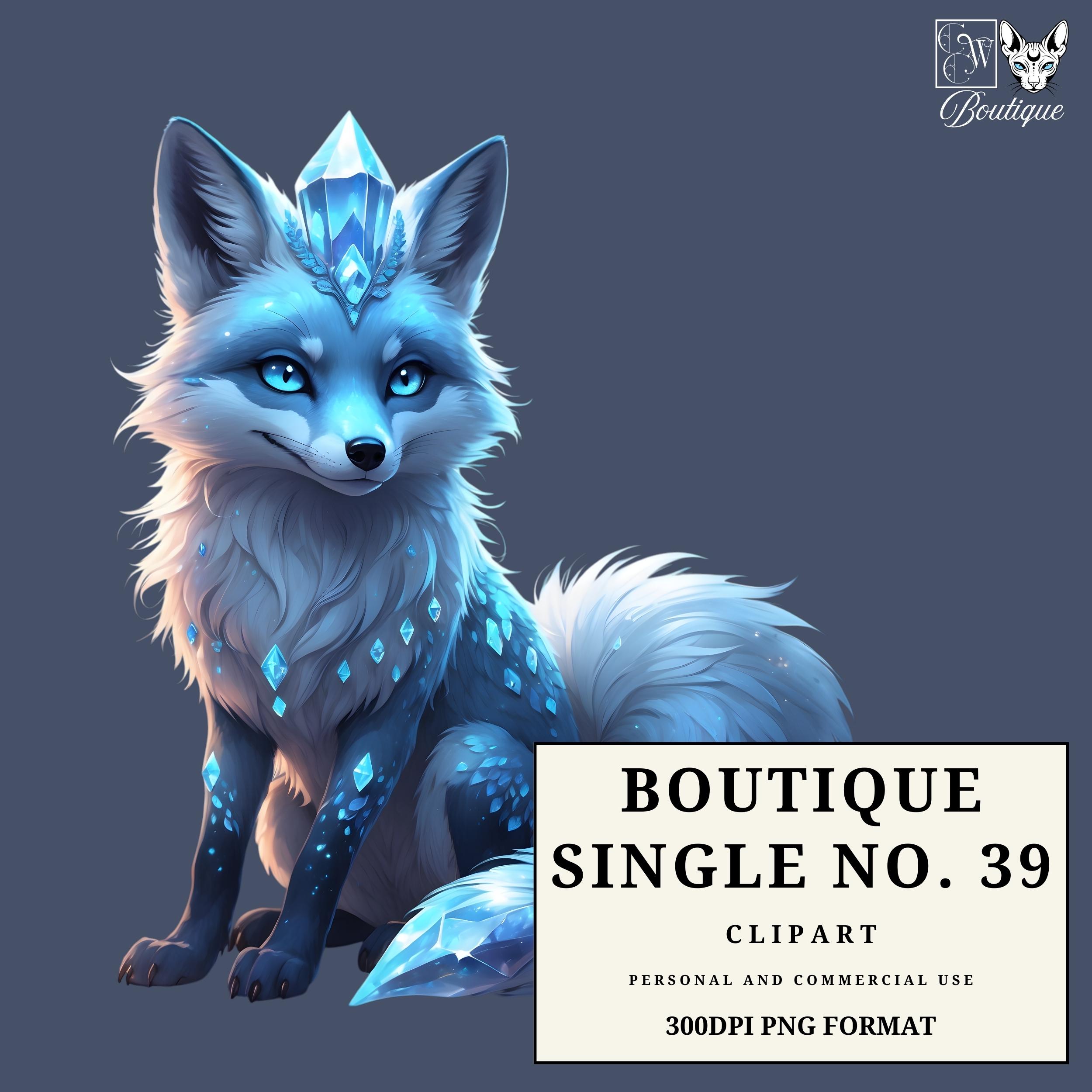 Crystal Fox Clipart | Ice Fox Fantasy PNG | Magical Arctic Fox