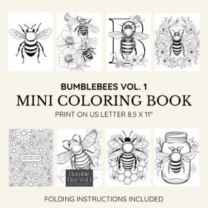 Mini livre de coloriage bourdon imprimable, livre de coloriage de poche pliable, pages à colorier sur le thème des abeilles, coloriage pour enfants et adultes