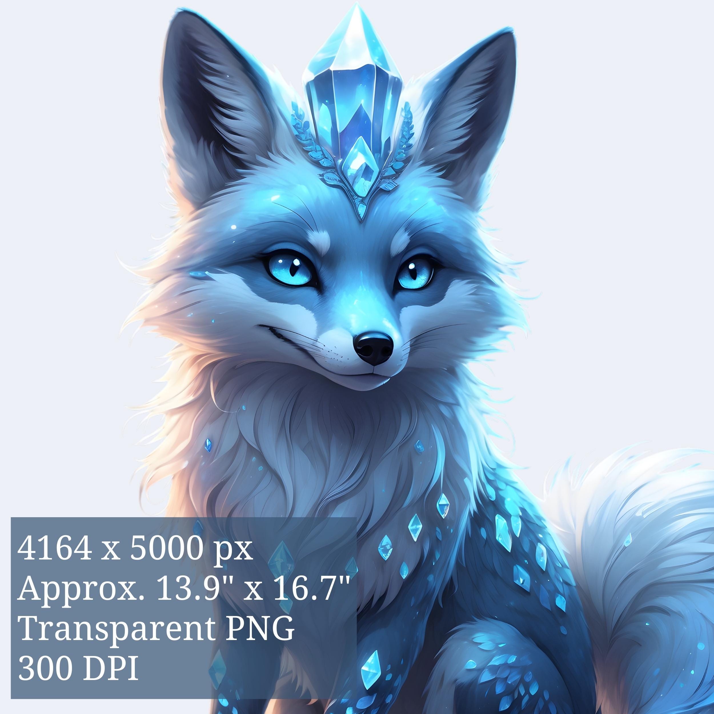 Crystal Fox Clipart | Ice Fox Fantasy PNG | Magical Arctic Fox
