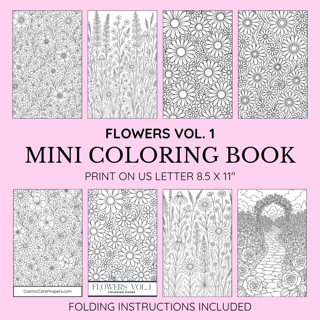 Flowers Vol. 1 Mini Coloring Book | Floral Coloring Pages | Printable ...