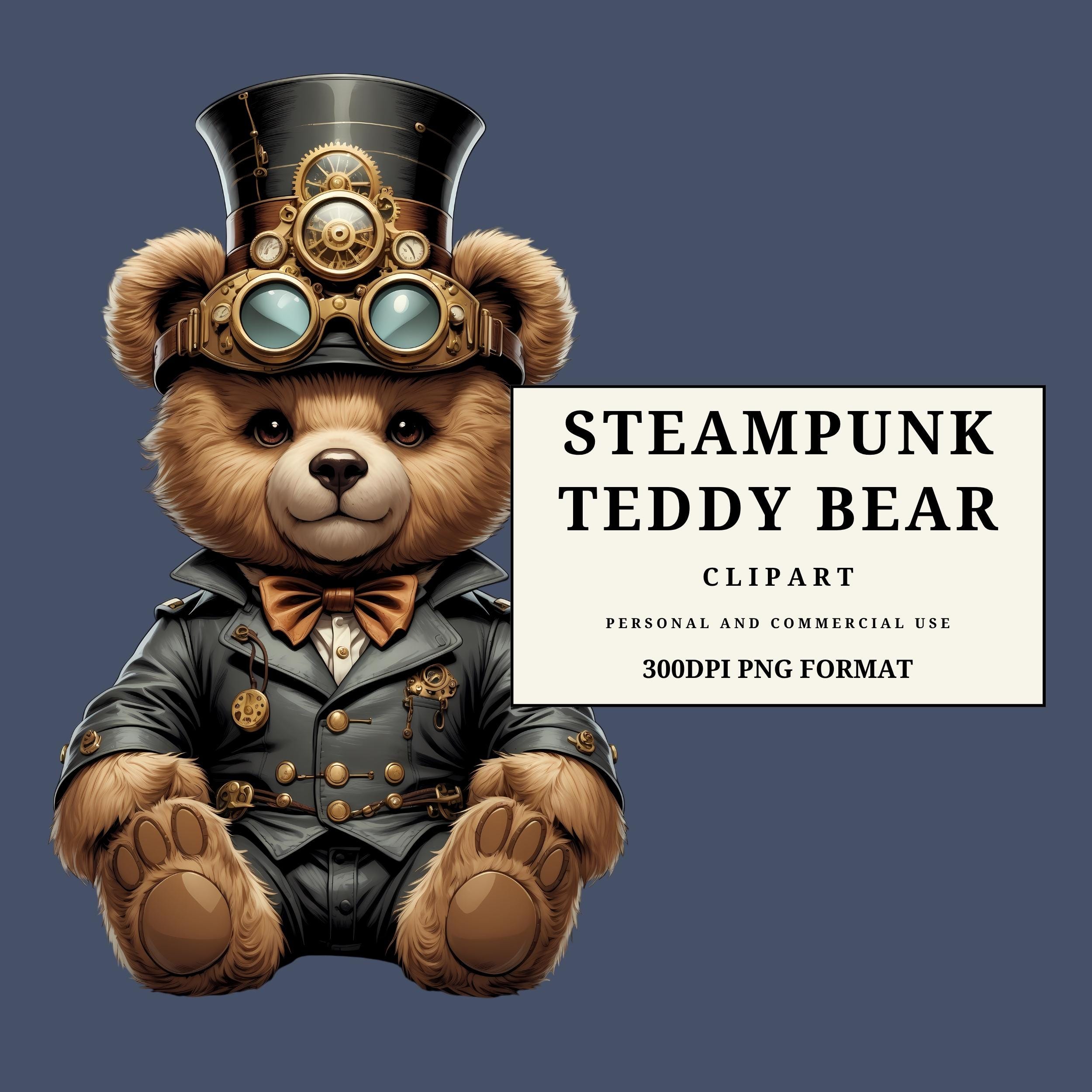 Steampunk Teddy Bear Clipart | Stuffed Animal PNG | Victorian Fantasy ...
