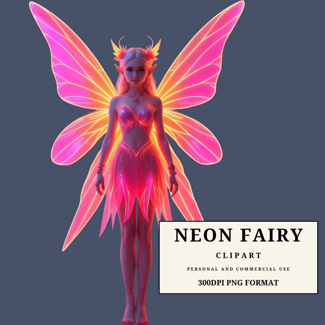 Freya Rapture Neon Neon Fairy Clipart PNG – Glowing Neon Elemental Fairy, Bright Fantasy ...