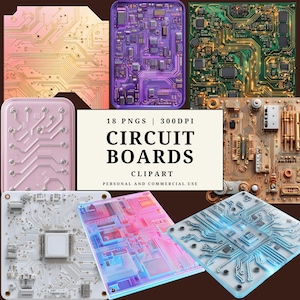 May include: A collection of colorful circuit board clipart images. The images include various colors such as purple, green, pink, and blue. The text on the image reads "CIRCUIT BOARDS CLIPART".