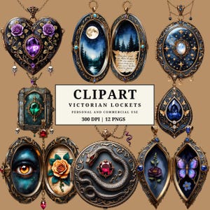 Victorian Locket Clipart PNG | Gothic Locket Clipart | Dark Jewelry Clipart | Antique Locket PNG | Secret Locket Clipart | Commercial Use