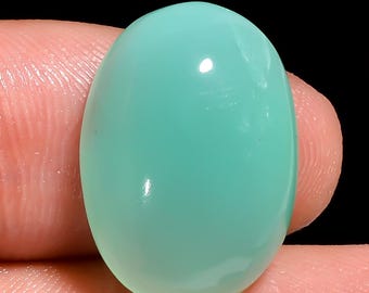 100% Natural Transparent Chrysoprase, Oval Shape Cabochon, Loose Gemstone for Making Jewelry, 19X14X6mm