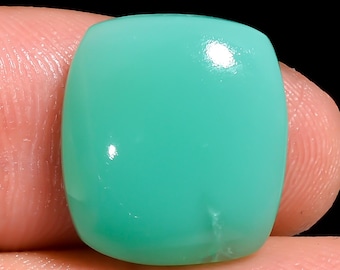 Natuurlijke chrysopraascabochon, losse edelsteen voor het maken van sieraden: 15 x 14 x 4 mm