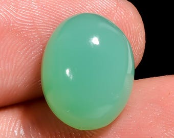 Natural Green Chrysoprase, Oval Shape Cabochon, Loose Gemstone for Making Ring, Size 13X11X6mm