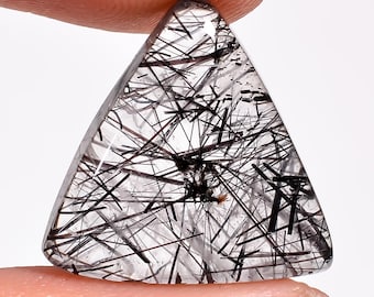 Cabochon di quarzo rutilato nero naturale, gemma di quarzo rutilato per la creazione di gioielli