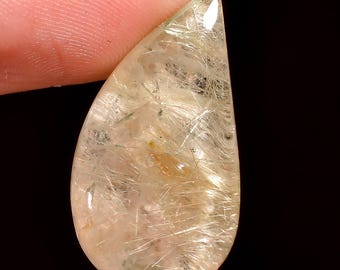 Lodolite Quartz Cabochon, Garden Quartz Gemstone, Jewelry Making (29X15X7mm)