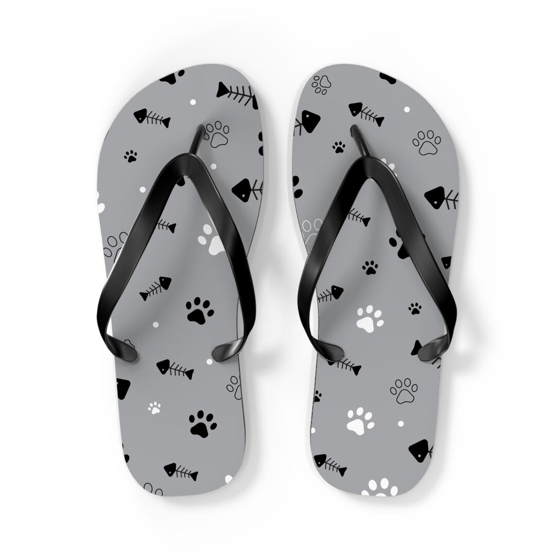 Monochrome Flip Flops, Black and White Beach Sandals, Summer Footwear ...