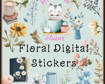 Floral Digital Stickers | 180 PNG Clipart for Goodnotes