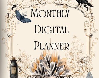 Gothic Monthly Planner | Undated Dark Whimsical PDF (Digital Download)