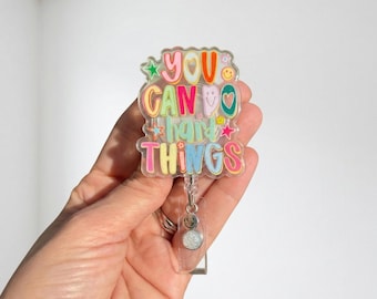 You Can Do Hard Things Badge Reel Motivational Nurse Badge Holder Cute Inspirational Badge Reel Retractable ID Holder Gift