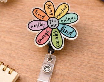 Affirmation Badge Reel, You Are Enough Badge Holder, Positive Message Badge Reel, Mental Health Gift, Encouragement Gift, Teacher Gift