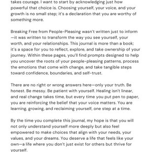 May include: A page from a journal with the title "DEAR READER," and the word "hello!" in cursive. The text discusses self-discovery, growth, and making choices. The author's signature, "Abbie Anderson," is at the bottom.