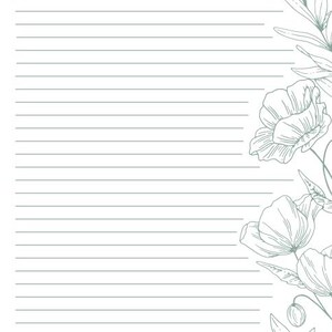 May include: A journal page with horizontal lines for writing. The top of the page has the text: "Role-play a conversation in your journal: Write how you would express a boundary to someone who may push back. What phrases can you use to stay firm and confident?" Floral illustrations are in the upper right and lower left corners.