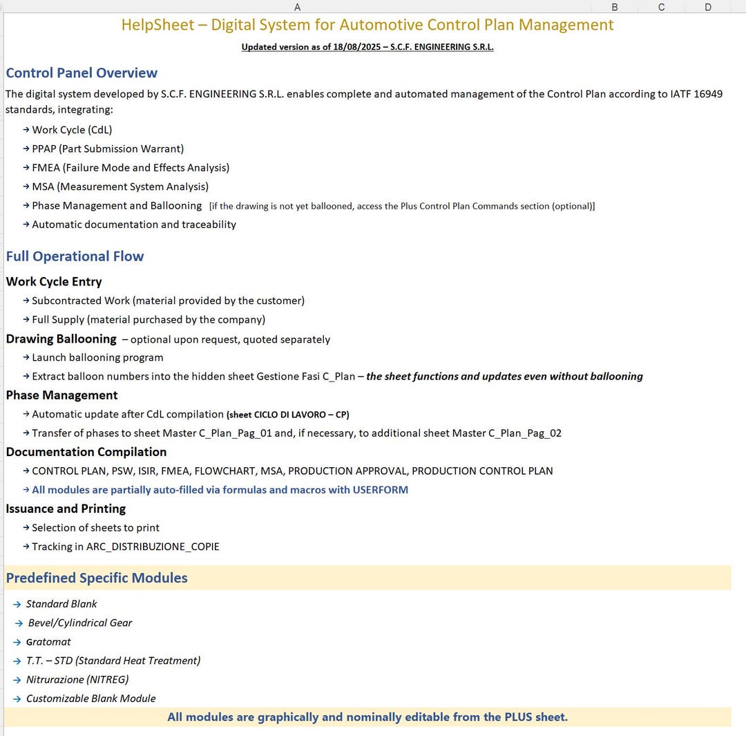 Production Planning Template – Papp, Psw, Isir, Control Plan, Fmea ...