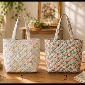 Sac fourre-tout matelassé à carreaux floraux, sac à main en patchwork, sac à main Cottagecore