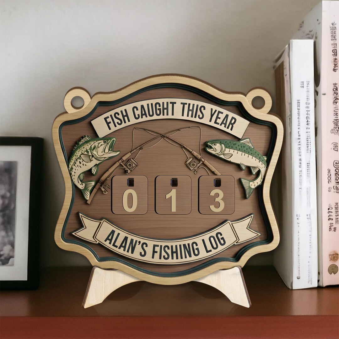 Fish Log Timer Inn Personalized Fishing Log Sign Fish Caught Counter Tracker Custom ...