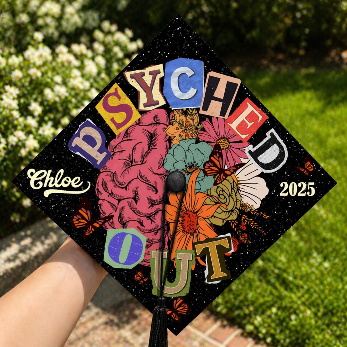 Psyched Out Graduation Cap Topper 2026, Psychology Major Grad Cap ...