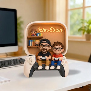 Custom Gamer Dad and Son Acrylic Block: Personalized Gaming Decor, Father's Day Gift
