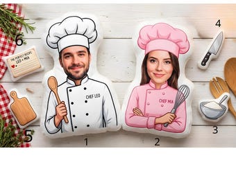 Personalized Face Pillow Custom Photo Gift For Chef Gamer Foodie Funny Burger Coffee Cushion Unique Birthday Gift For Boyfriend Girlfriend