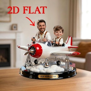 Personalized Father's Day Gift Custom Airplane Pilot Acrylic Block Standee Our World Trip Travel Present From Kids Son 2026