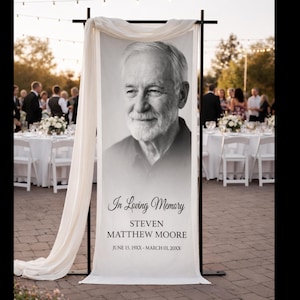 Personalized Memorial Photo Banner: In Loving Memory Celebration of Life Decor